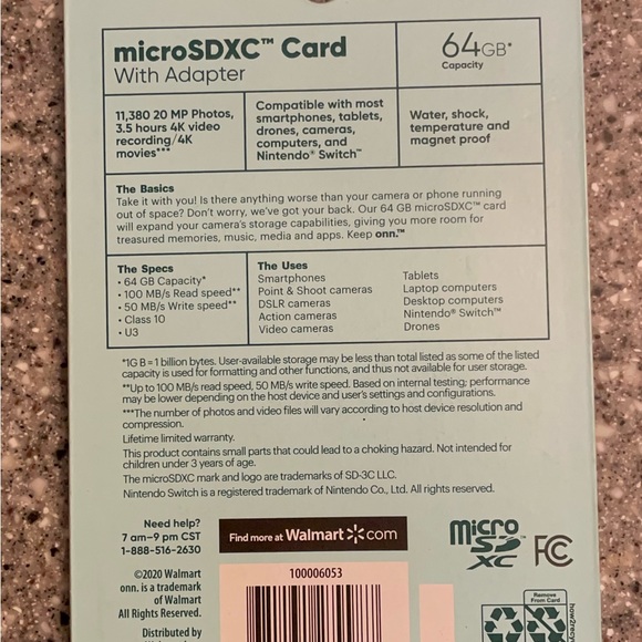 Keep Onn. MicroSDXC Card with adapter- NWT! - Picture 2 of 3
